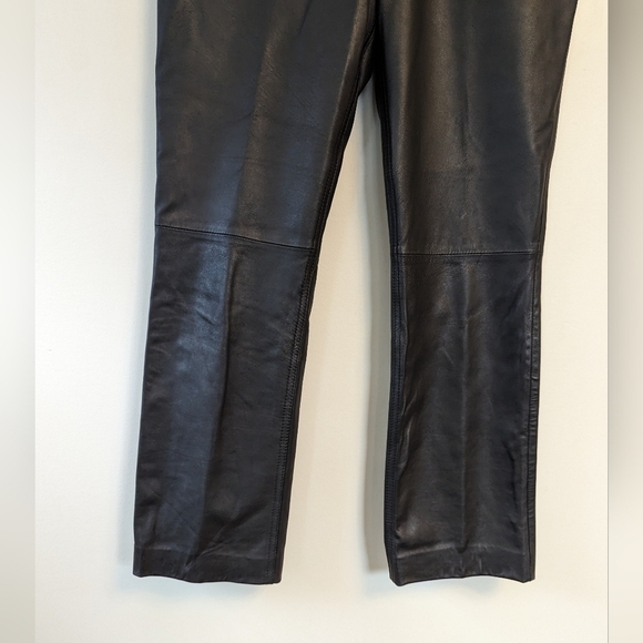 Vintage 90s Y2K Black Leather Straight Leg Pants Minimalist - Picture 11 of 15